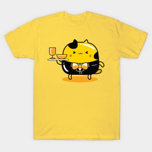 yellow cat waiter profession T-Shirt